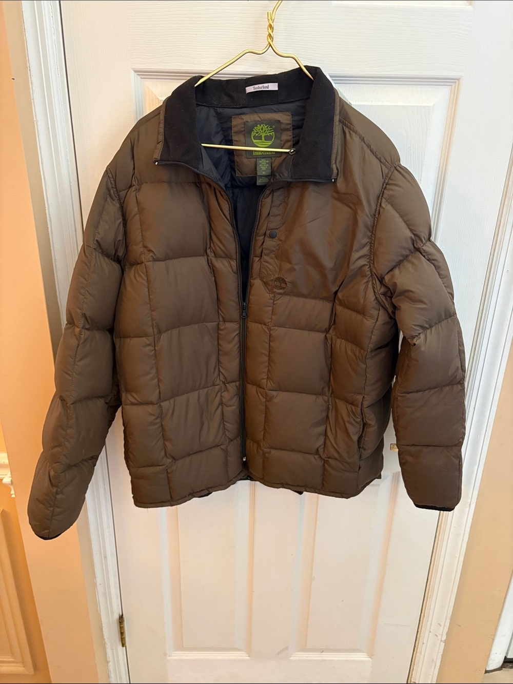 Timberland men’s XL Brown Quilted Puffer Jacket with down & feathers washable